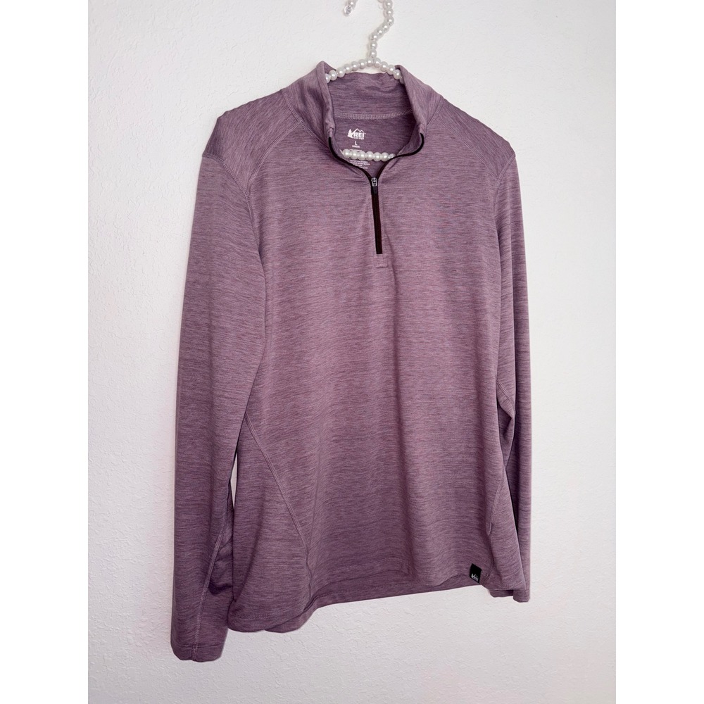 REI Co-op Quarter Zip Pullover Large Purple Excellent Heathered Long Sleeve